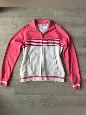 VTG Tommy Hilfiger Y2K Pink & White Colorblock Track Jacket 2000s